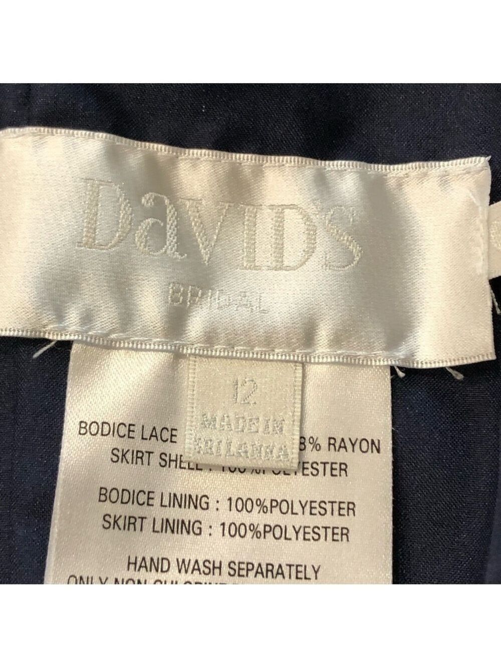 David’s Bridal Size 12 one shoulder lace top maxi gown dark blue evening formal - Picture 13 of 14